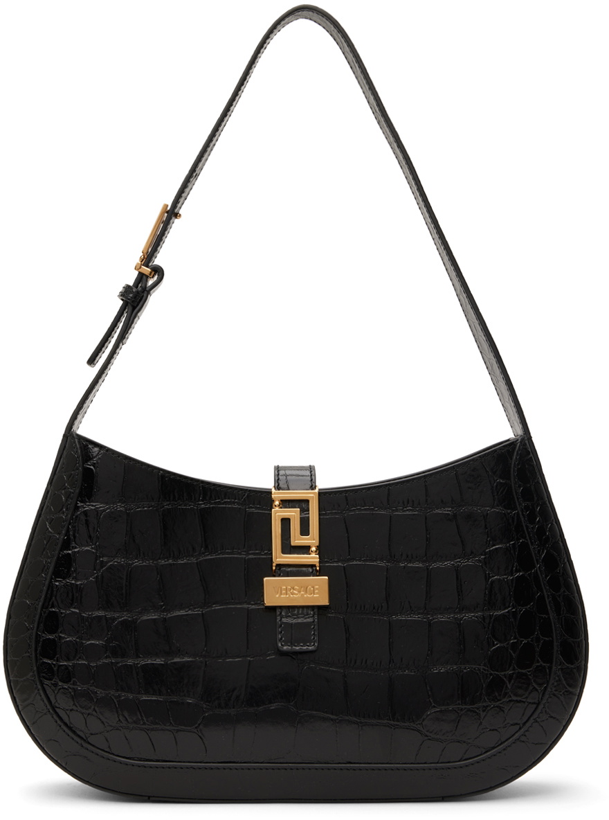 Versace Black Croc-Embossed Bag Versace