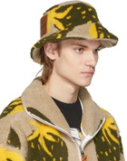 JW Anderson Beige & Green Sherpa Asymmetric Bucket Hat