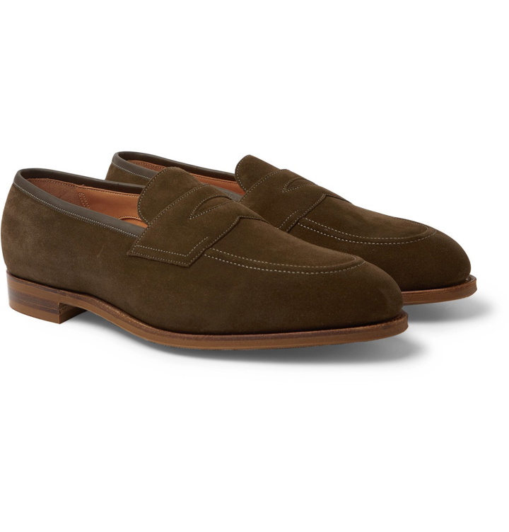 Photo: Edward Green - Piccadilly Leather Penny Loafers - Green