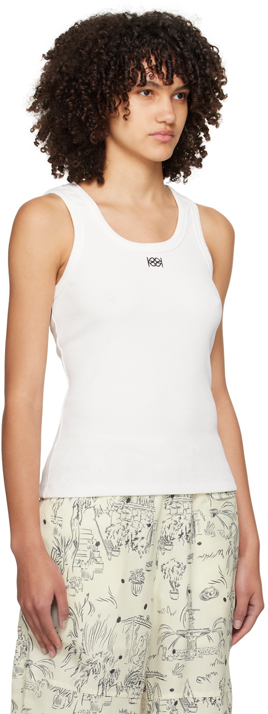 Kijun Off-White Square Neck Tank Top