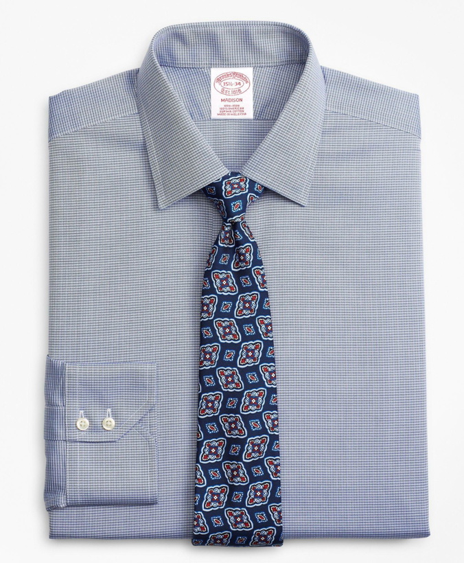 Photo: Brooks Brothers Men's Madison Relaxed-Fit Dress Shirt, Non-Iron Check | Navy