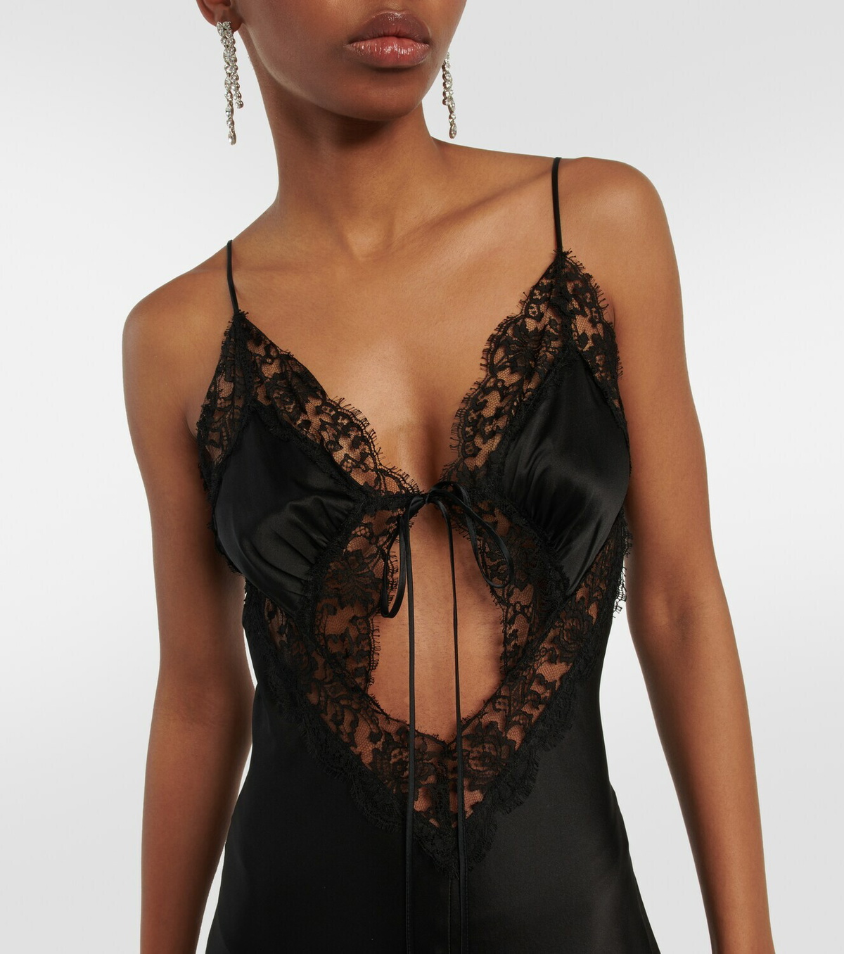 Rodarte Lace-trimmed cutout silk gown