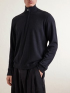 PIACENZA 1733 - Lupetto Cashmere and Linen-Blend Half-Zipped Sweater - Black