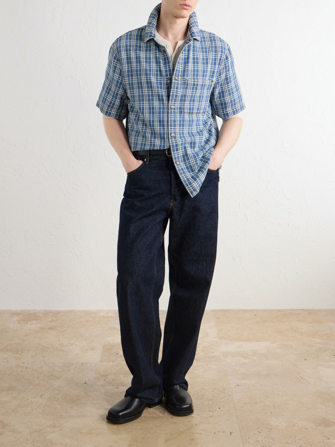 Burberry - Logo-Appliquéd Checked Denim Shirt - Blue