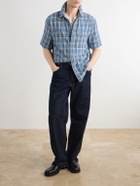Burberry - Logo-Appliquéd Checked Denim Shirt - Blue