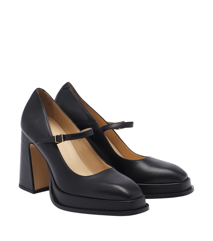 Photo: Souliers Martinez Casilda leather platform Mary Jane pumps