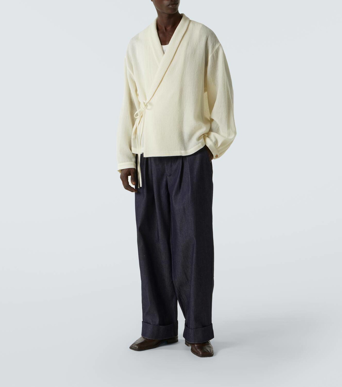 King & Tuckfield Roll Cuff high-rise denim wide-leg pants