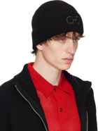 Ferragamo Black Rib Knit Beanie