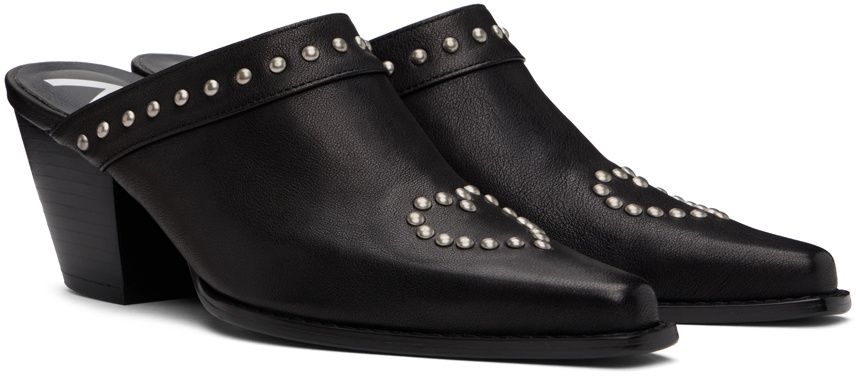★関税込★OPEN YY★HEART STUD WESTERN MULES★BLACK★ OPEN YY Black Heart Stud Western Mules OPEN YY