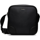 Hugo Black Grained Leather Messenger Bag