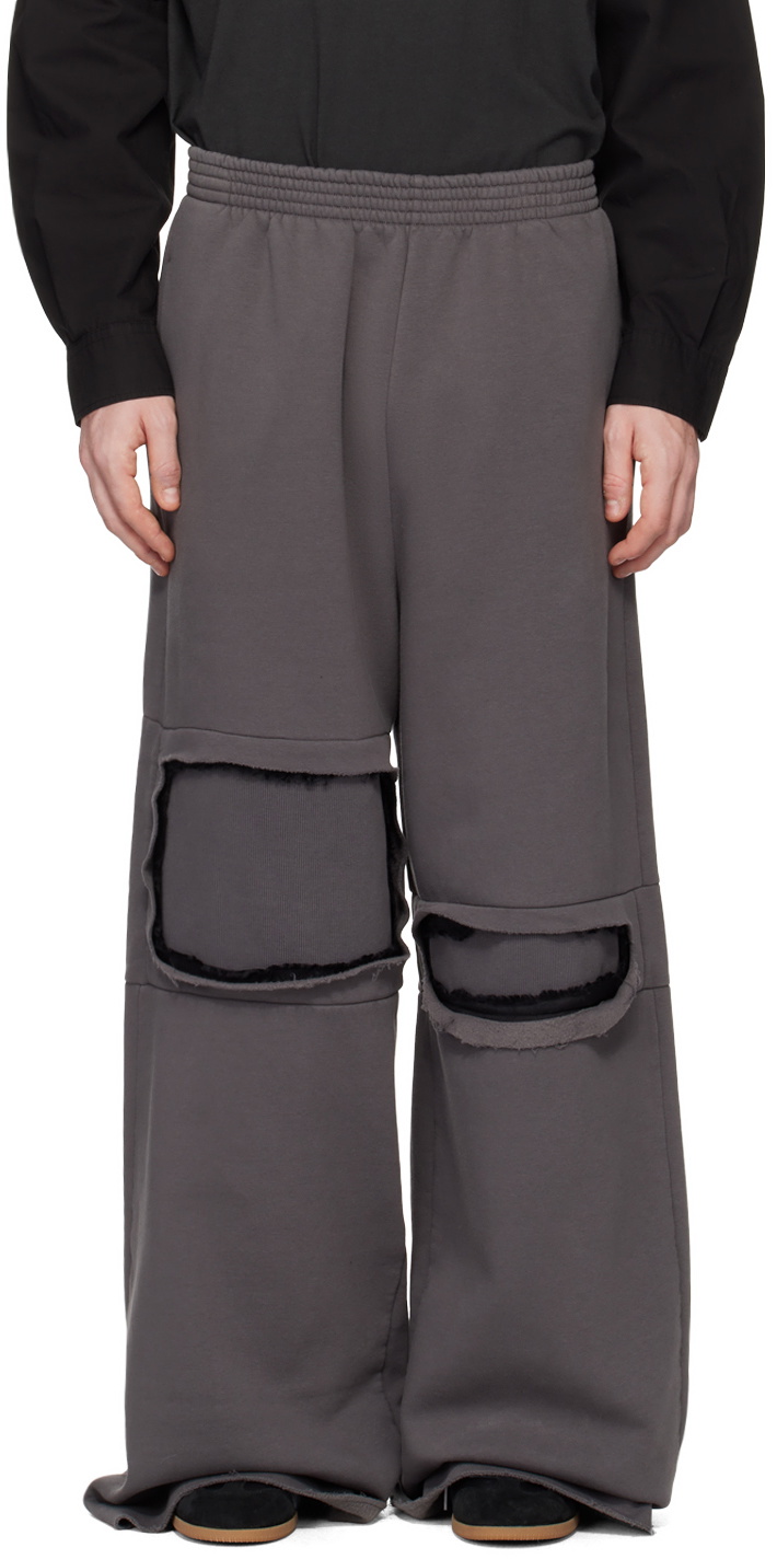 MM6 Maison Margiela Gray Cut Knee Sweatpants MM6 Maison Margiela
