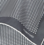 TOM FORD - Polka-Dot Silk-Twill Pocket Square - Gray