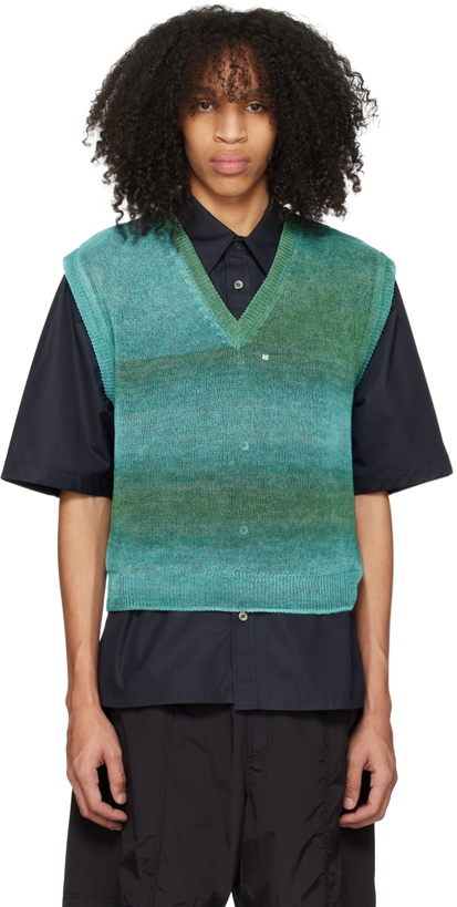 Photo: Wooyoungmi Green & Blue Gradient Stripe Vest