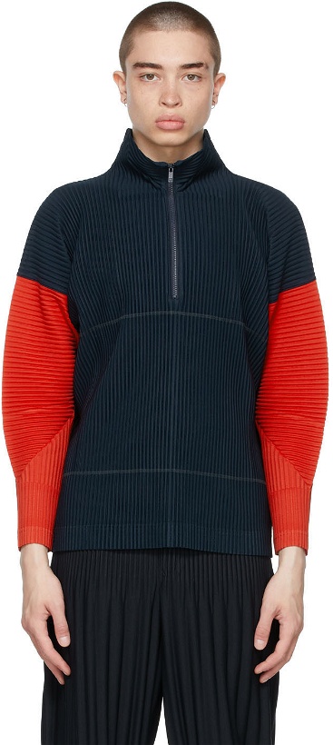Photo: Homme Plissé Issey Miyake Navy & Red Block Sweater