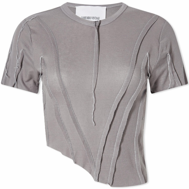 Photo: Sami Miro Vintage Women's Asymmetric Short Sleeve T-Shirt in Graphite Grey