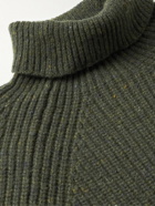 Inis Meáin - Boatbuilder Ribbed Donegal Merino Wool and Cashmere-Blend Rollneck Sweater - Green