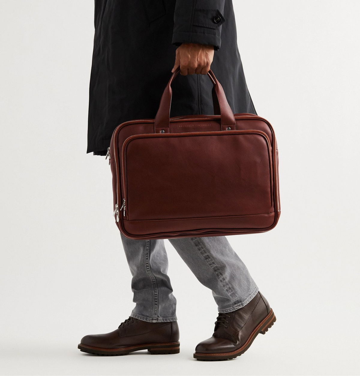 BRUNELLO CUCINELLI Full-Grain Leather Garment Bag for Men