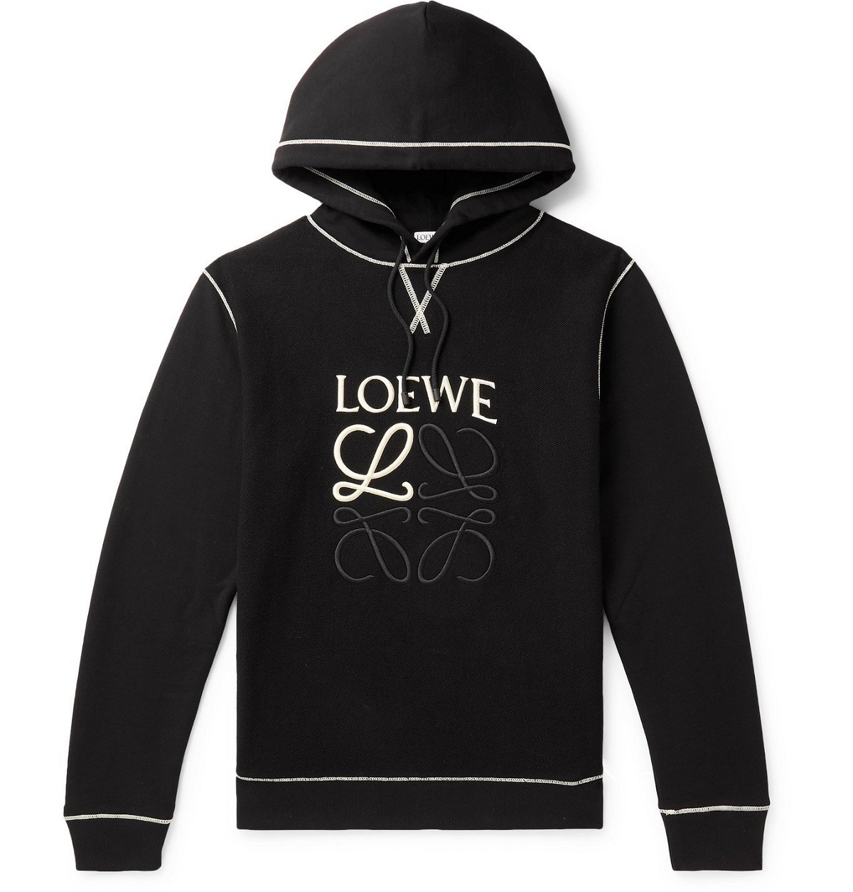Loewe - Logo-Embroidered Cotton-Jersey Hoodie - Black Loewe