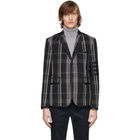 Thom Browne Black Seersucker Plaid Classic Blazer