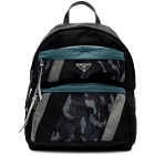Prada Black and Blue Camouflage Backpack