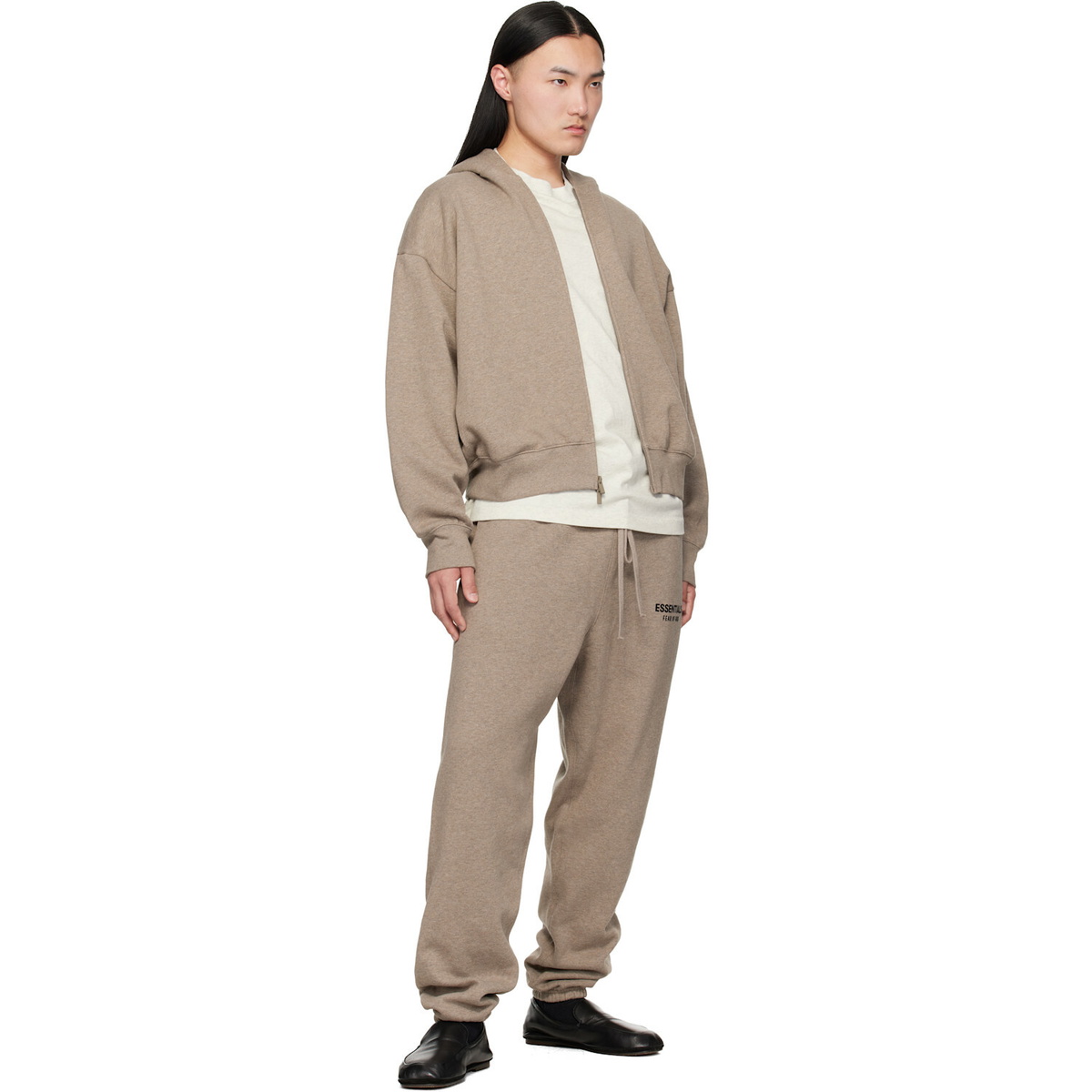 Fear of God ESSENTIALS Beige Classic Zip-Up Hoodie