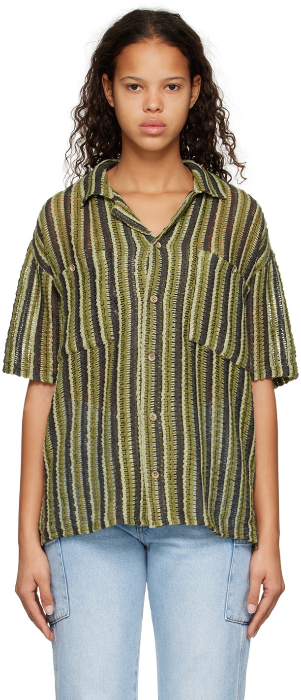 Andersson Bell Green Spread Collar Shirt Andersson Bell
