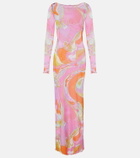 Pucci Orchidee sheer tulle maxi dress
