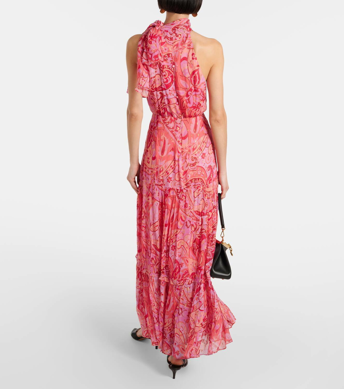 Rixo Neena silk chiffon lam gown Rixo