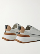 Brunello Cucinelli - Leather and Suede-Trimmed Mesh Sneakers - White