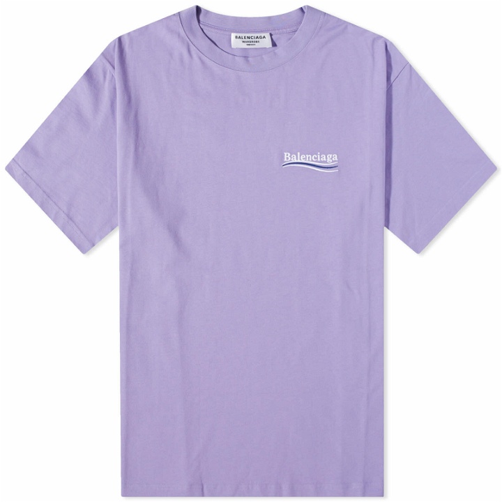 Photo: Balenciaga Men's Political Campaign T-Shirt in Light Purple/White/Blue