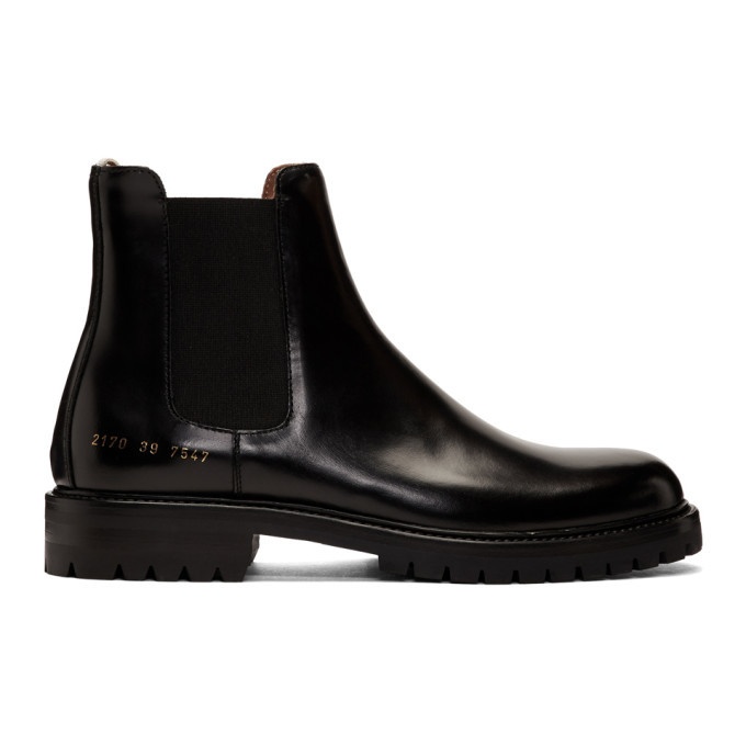 Photo: Common Projects Black Lug Sole Chelsea boots