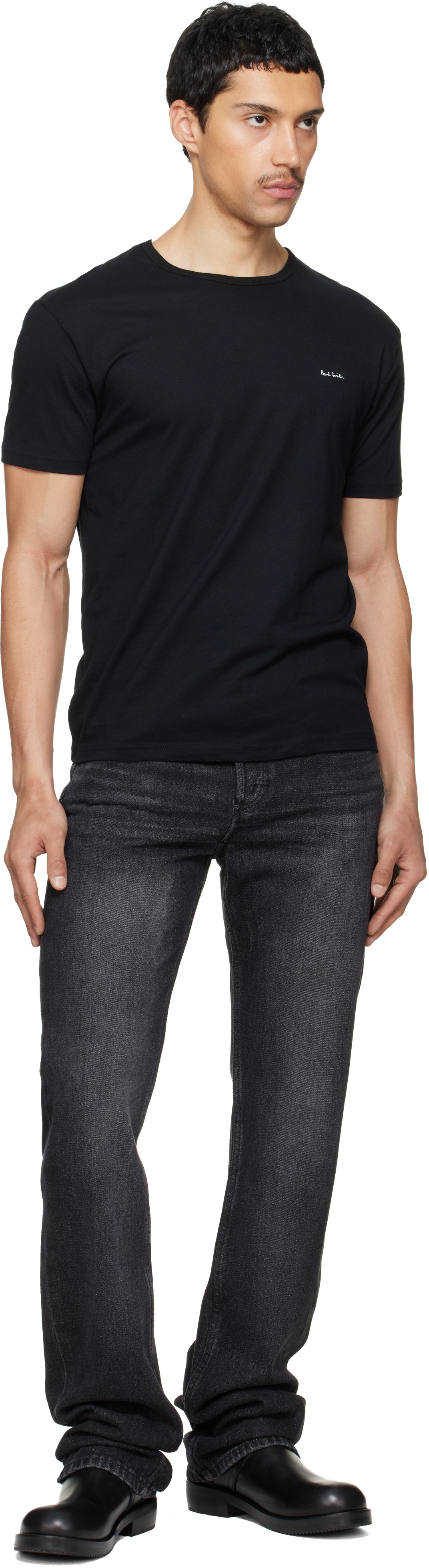 Paul Smith Three-Pack Black Organic Cotton Logo Lounge T-shirts