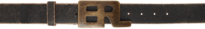 Photo: ERL Brown Metal Logo Leather Belt