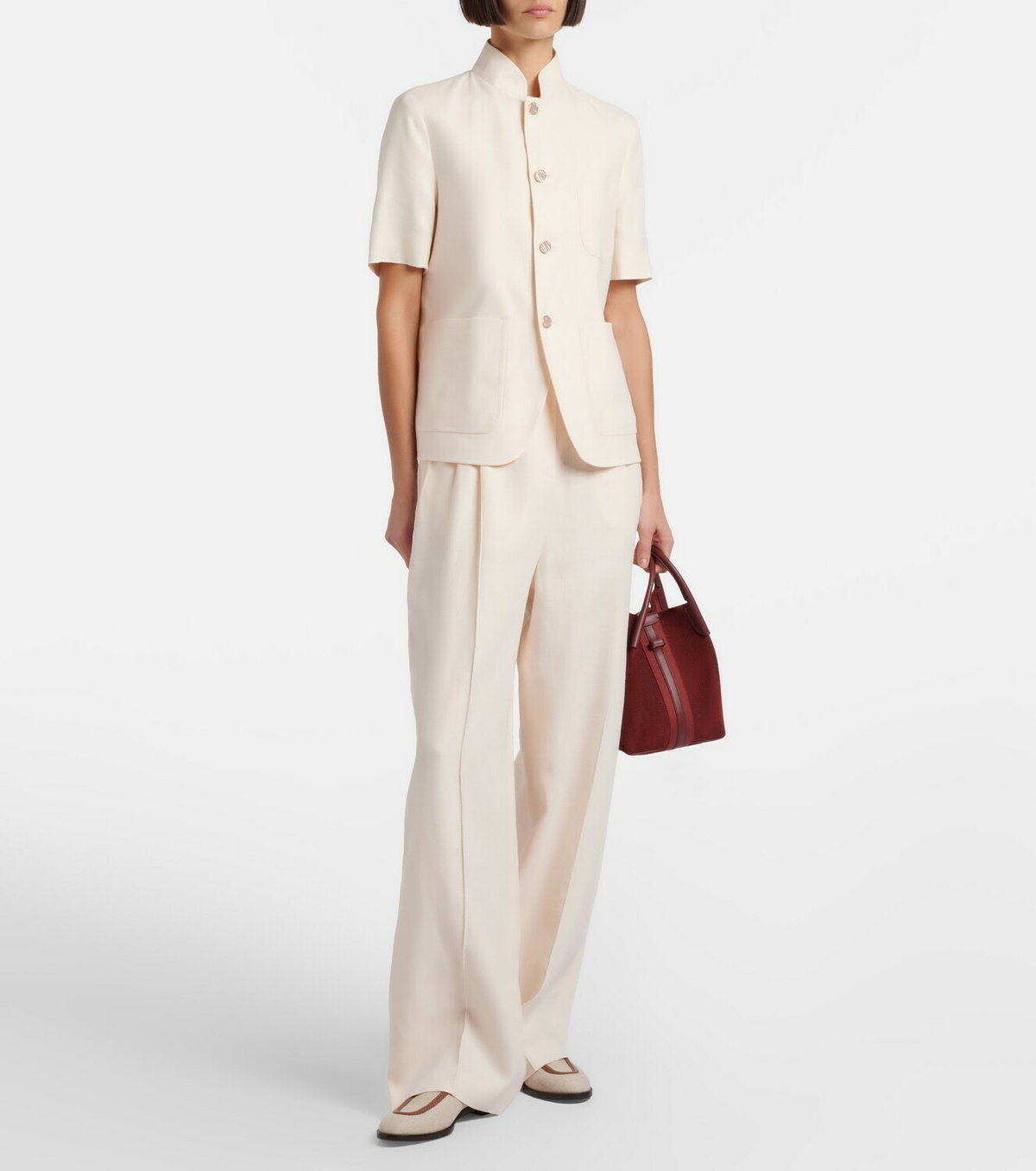 Loro Piana Lodger linen and wool wide-leg pants