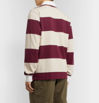 Billionaire Boys Club - Appliquéd Striped Cotton-Jersey Half-Zip Rugby Shirt - Burgundy