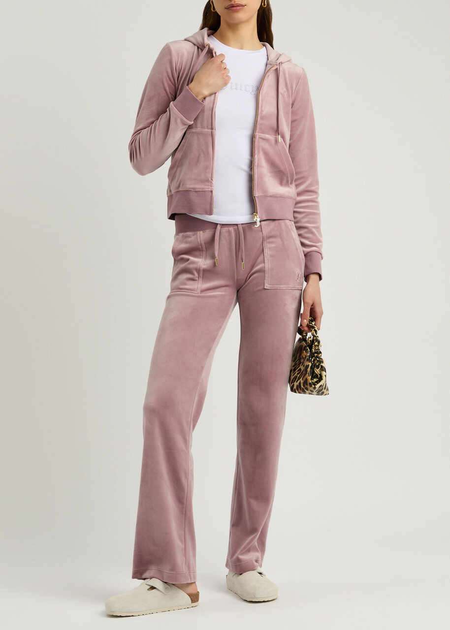 Juicy Couture Robertson Hooded Velour Sweatshirt Light Pink
