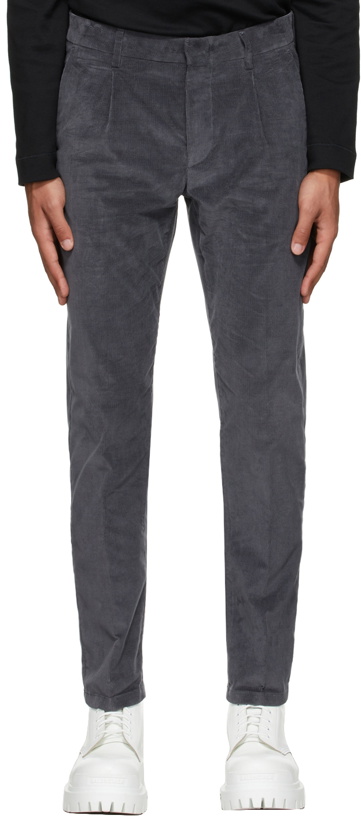 Photo: Dunhill Grey Corduroy Pleat Trousers