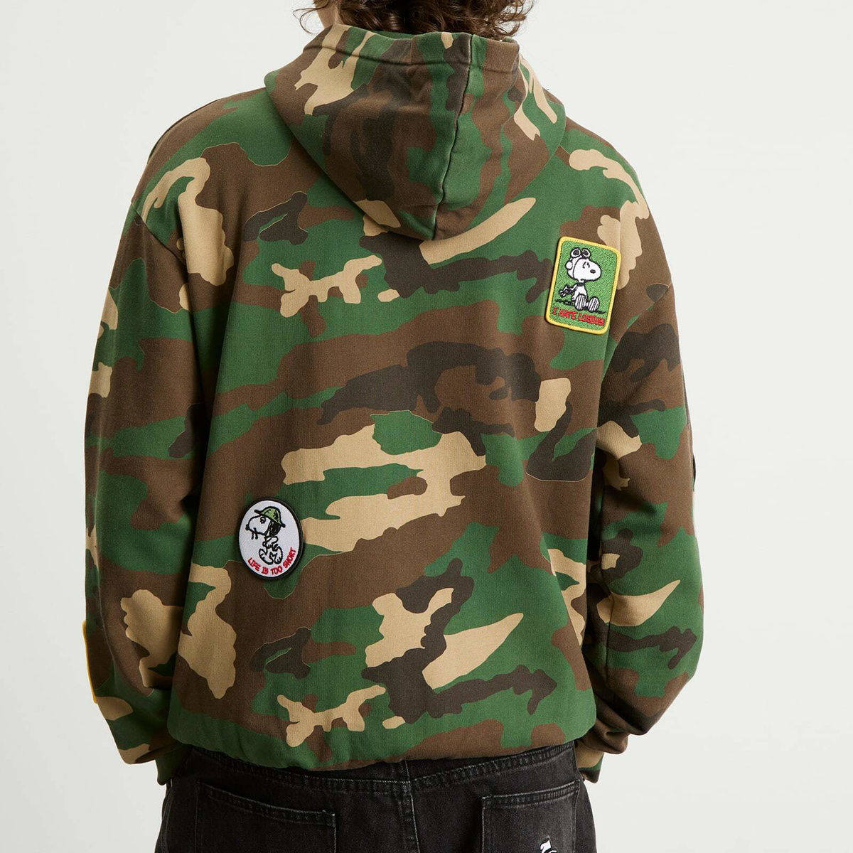 Butter Goods Men's x Peanuts Patches Zip Hoodie in Washed Camo