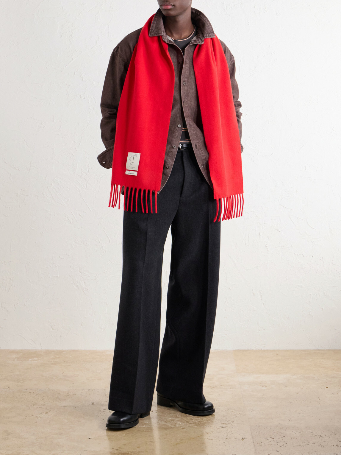 Jacquemus - Cavallo Logo-Appliquéd Fringed Virgin Wool-Felt Scarf - Red