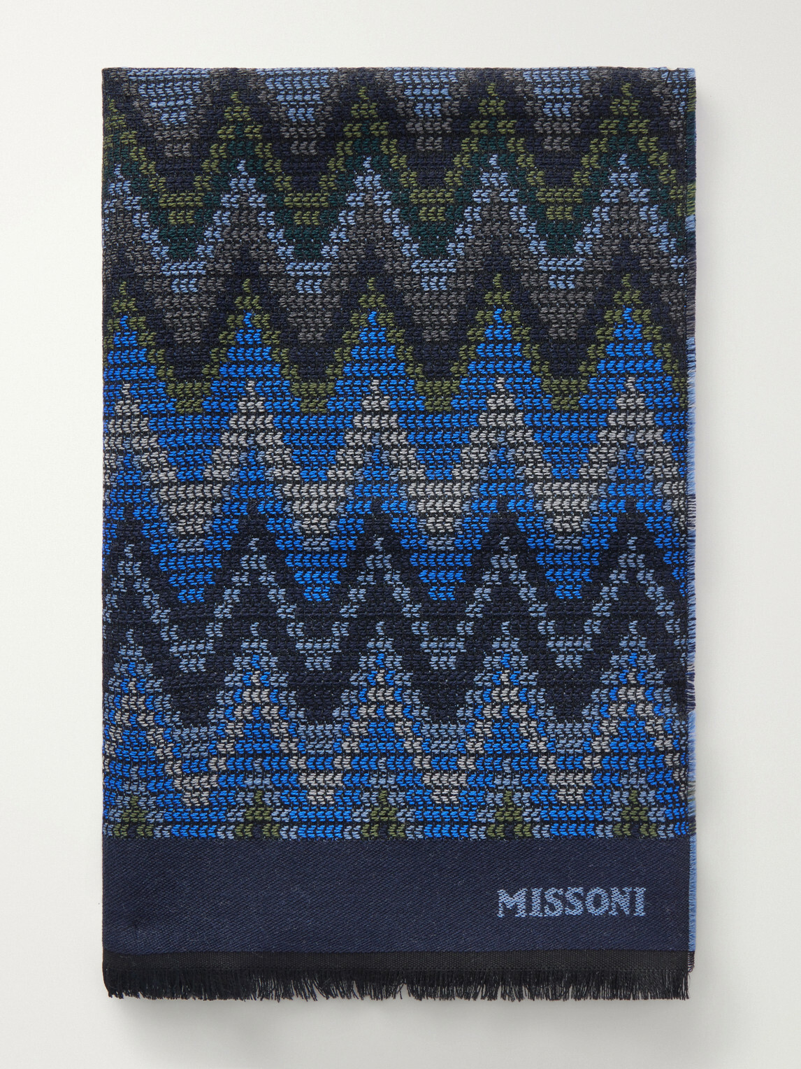 Missoni - Striped Crochet-Knit Wool Scarf - Blue