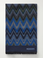 Missoni - Striped Crochet-Knit Wool Scarf - Blue