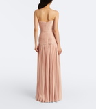 Costarellos Ruched Lurex® georgette gown