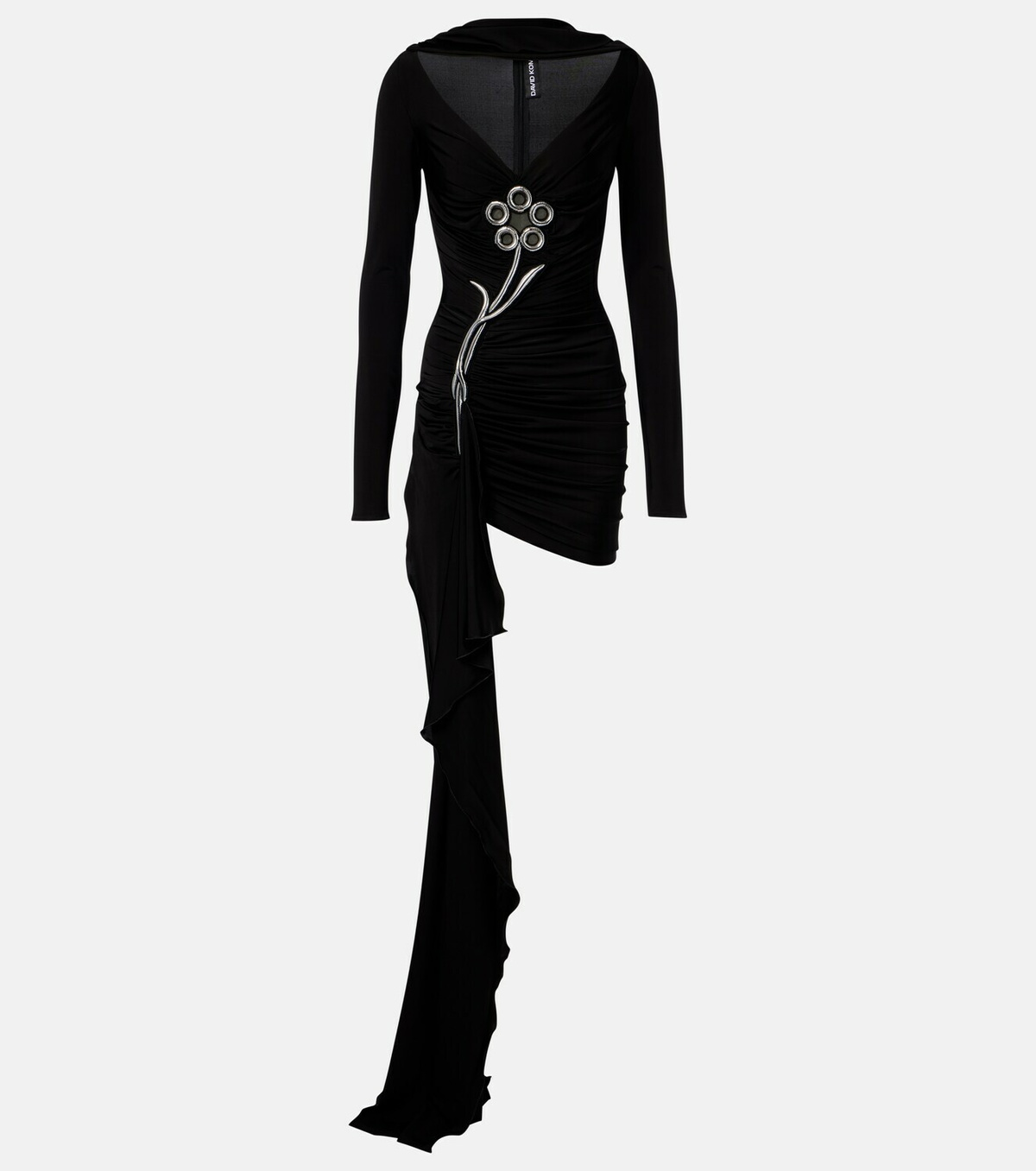 David Koma Embellished draped jersey minidress