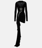 David Koma Embellished draped jersey minidress
