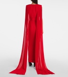 Solace London Tavia caped pleated gown