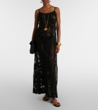 Juliet Dunn Embroidered sheer cotton midi dress