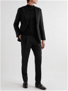 Saman Amel - Straight-Leg Pleated Wool-Twill Tuxedo Trousers - Black