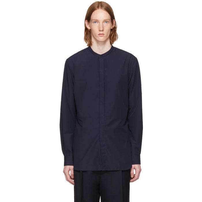 トップス lemaire bandcollar pullover shirts Lemaire Navy Band Collar Shirt Lemaire