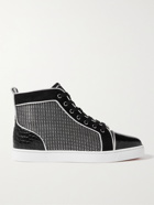CHRISTIAN LOUBOUTIN - Louis Orlato Suede-Trimmed Croc-Effect and Woven Leather Sneakers - Black - EU 41