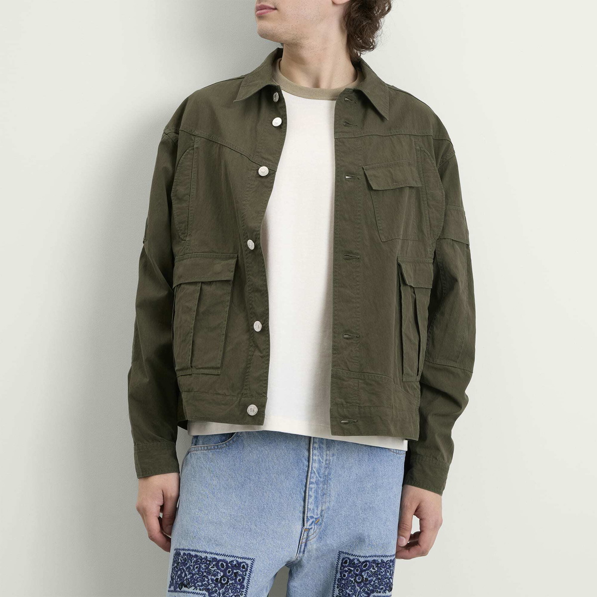 NOMARHYTHM TEXTILE Men's Nòma X Needles Rebuild Tracker Jacket in Olive